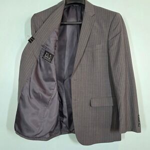 Jos. A. Bank Classic Collection Mens 41R Blazer Gray Pinstripe 100% Wool Jacket